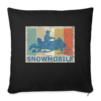 Retro Vintage Style Schneemobil Motorschlitten - Sofakissenbezug 45 x 45 cm - Schwarz - Vorne