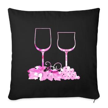 Weingläser Weinrebe Weinblatt - Sofakissenbezug 45 x 45 cm - Schwarz - Vorne