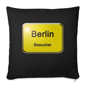 Ortsschild Berlin visiteur - Housse de coussin décorative 45 x 45 cm - noir - Devant