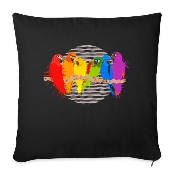 Colorful Parrot Group - Color blobs on the circle - Sofa pillowcase 17,3'' x 17,3'' (45 x 45 cm) - black - Front