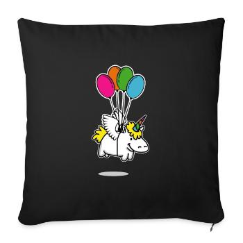 Unicorn with balloons - Sofa pillowcase 17,3'' x 17,3'' (45 x 45 cm) - black - Front