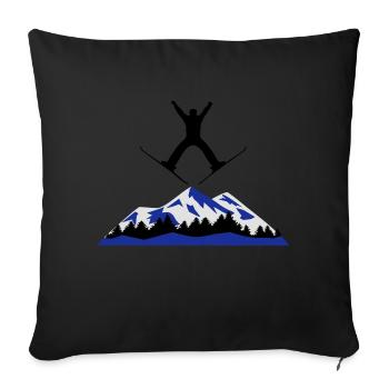ski and mountain, ski jumping - Sofa pillowcase 17,3'' x 17,3'' (45 x 45 cm) - black - Front