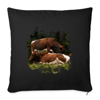 Pinzgauer cattle on the pasture - Sofa pillowcase 17,3'' x 17,3'' (45 x 45 cm) - black - Front