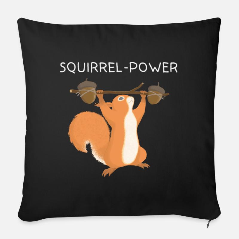 Eichhörnchen Squirrel Power - Sofakissenbezug 45 x 45 cm - Schwarz