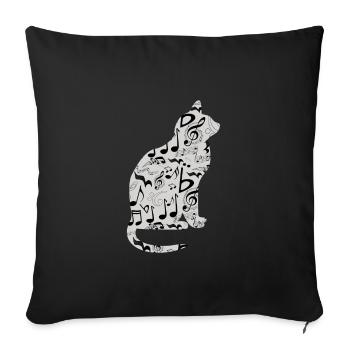 Music Musical Cat Musician - Sofa pillowcase 17,3'' x 17,3'' (45 x 45 cm) - black - Front