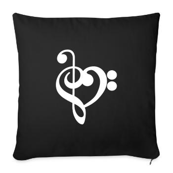 Musique Treble Clef Heart - Housse de coussin décorative 45 x 45 cm - noir - Devant