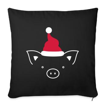 Pig Sow Nikolaus Christmas funny funny - Sofa pillowcase 17,3'' x 17,3'' (45 x 45 cm) - black - Front