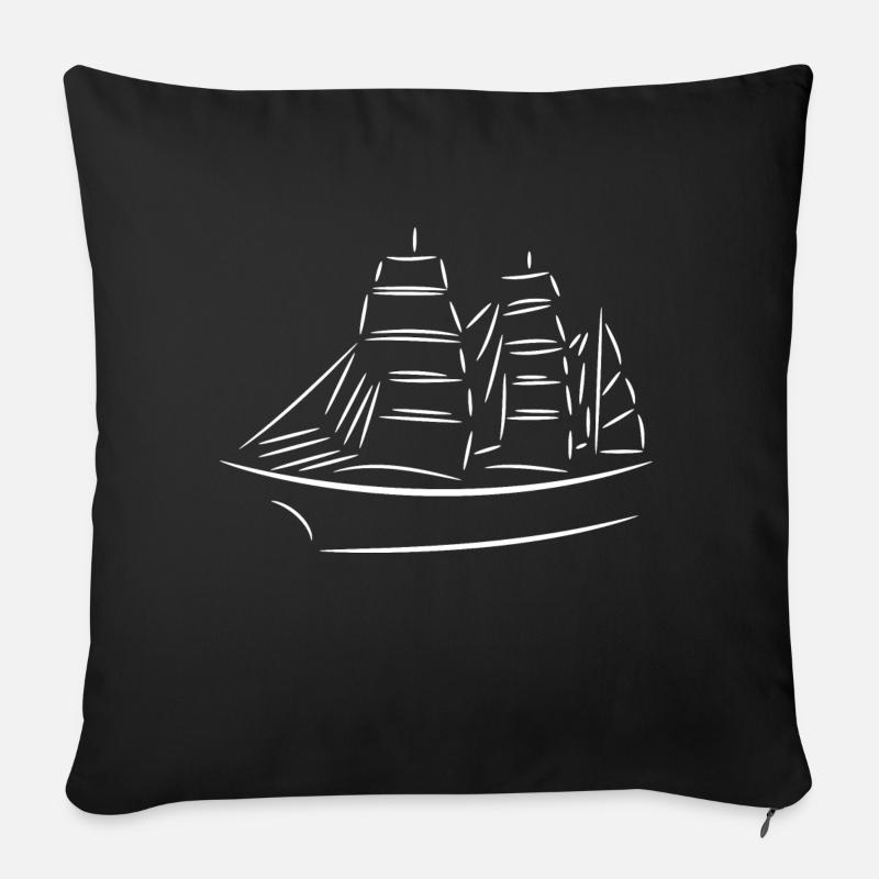 Segelschiff, Boot - Sofakissenbezug 45 x 45 cm - Schwarz