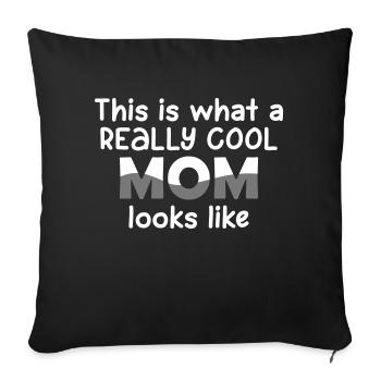 Maman vraiment cool - Housse de coussin décorative 45 x 45 cm - noir - Devant