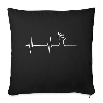 Heartbeat Battement de coeur Cerf Chasse - Housse de coussin décorative 45 x 45 cm - noir - Devant