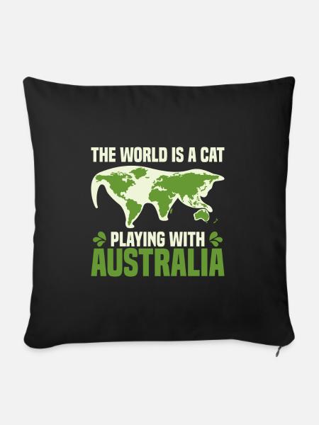 Katze Spielball Weltkarte Kontinente Meme Geschenk - Sofakissenbezug 45 x 45 cm - Schwarz