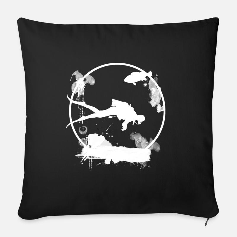 Diver Diving Style Rétro Blanc - Housse de coussin décorative 45 x 45 cm - noir