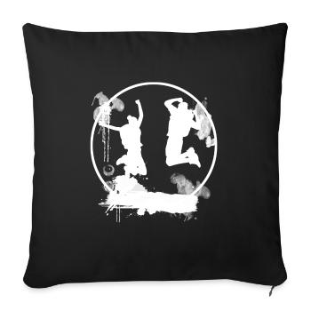 Jumping with joy - Joy of Life White - Sofa pillowcase 17,3'' x 17,3'' (45 x 45 cm) - black - Front