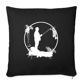 Angler Fishing White - Sofa pillowcase 17,3'' x 17,3'' (45 x 45 cm) - black - Front