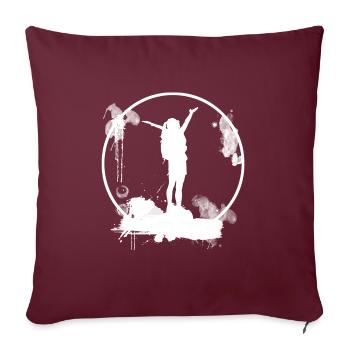 Hiking makes you happy! White Silhouette - Sofa pillowcase 17,3'' x 17,3'' (45 x 45 cm) - burgundy - Front