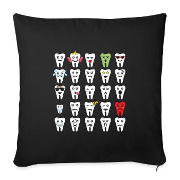 Dentiste Emotions Emoticon Tooth Art - Housse de coussin décorative 45 x 45 cm - noir - Devant