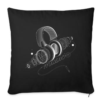 Items of headphones - Sofa pillowcase 17,3'' x 17,3'' (45 x 45 cm) - black - Front