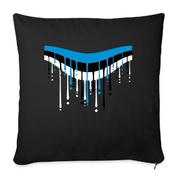 Pinceau graffiti blanc noir bleu Estonie - Housse de coussin décorative 45 x 45 cm - noir - Devant
