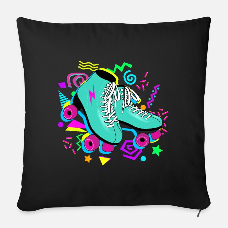 Roller skates retro neon - Sofa pillowcase 17,3'' x 17,3'' (45 x 45 cm) - black