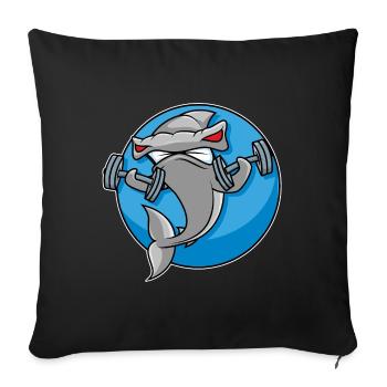 Haltérophilie requin-marteau - Housse de coussin décorative 45 x 45 cm - noir - Devant