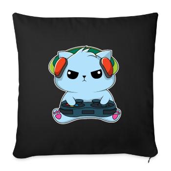 Gamer-Katze - Sofakissenbezug 45 x 45 cm - Schwarz - Vorne