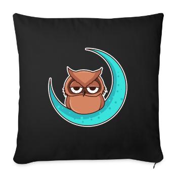 Owl owl moon - design - Sofa pillowcase 17,3'' x 17,3'' (45 x 45 cm) - black - Front