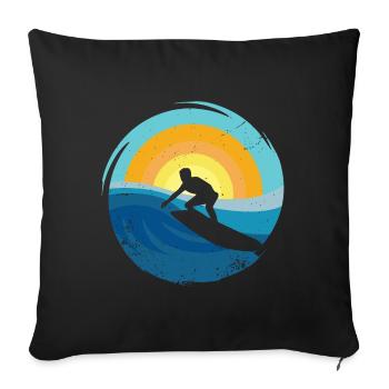 Surfer - Surfboard - Sofakissenbezug 45 x 45 cm - Schwarz - Vorne