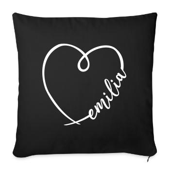 Emilia Surname First Name Calligraphy Heart Name Day - Sofa pillowcase 17,3'' x 17,3'' (45 x 45 cm) - black - Front