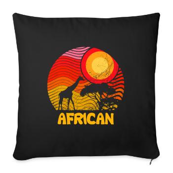 AFRICAN Giraffe Sun Savannah - Design - Sofa pillowcase 17,3'' x 17,3'' (45 x 45 cm) - black - Front