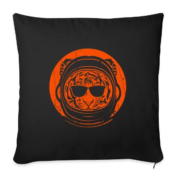 Tigre astronaute - Housse de coussin décorative 45 x 45 cm - noir - Devant