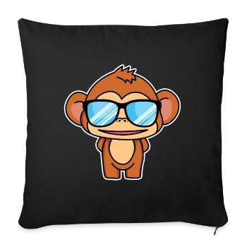 Clever little monkey - design - Sofa pillowcase 17,3'' x 17,3'' (45 x 45 cm) - black - Front