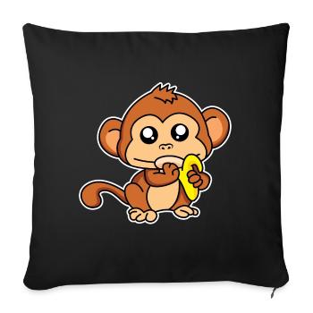 Singe repas - design - Housse de coussin décorative 45 x 45 cm - noir - Devant
