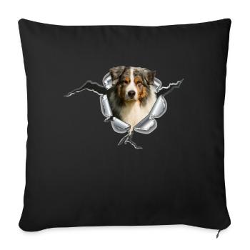 Australian Shepherd im Metall-Loch - Sofakissenbezug 45 x 45 cm - Schwarz - Vorne