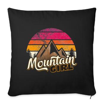 Mountain Girl Mountains Women's Retro Partner Shirt Fun - Sofa pillowcase 17,3'' x 17,3'' (45 x 45 cm) - black - Front