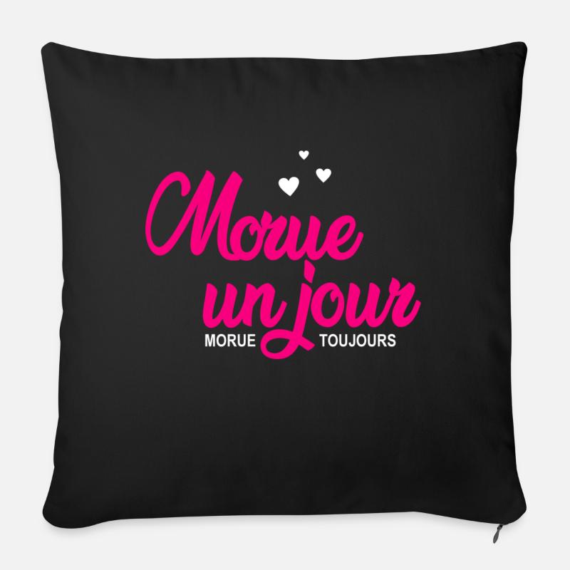 morue un jour morue toujours - Housse de coussin décorative 45 x 45 cm - noir