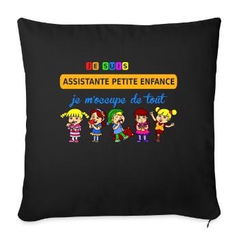je suis assistante petite enfance - Sofakissenbezug 45 x 45 cm - Schwarz - Vorne