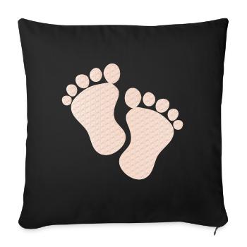 cute baby footprints - Sofa pillowcase 17,3'' x 17,3'' (45 x 45 cm) - black - Front