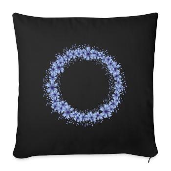 bright blue cornflower flower wreath - Sofa pillowcase 17,3'' x 17,3'' (45 x 45 cm) - black - Front