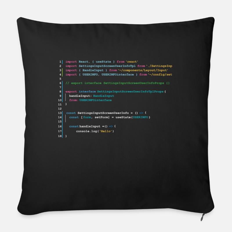 Programmers code in React - Sofakissenbezug 45 x 45 cm - Schwarz