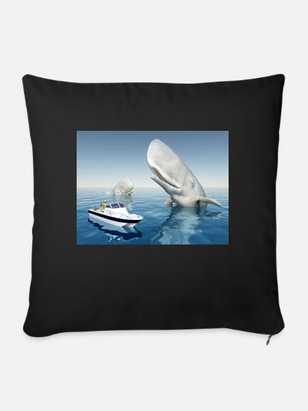 Urlaubserlebnis mit Pottwalen - Sofakissenbezug 45 x 45 cm - Schwarz