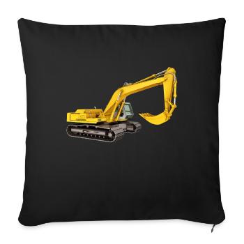 Yellow excavator, backhoe, industry - Sofa pillowcase 17,3'' x 17,3'' (45 x 45 cm) - black - Front
