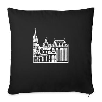 Stad Aachen, Dom, Lineart - Sofakissenbezug 45 x 45 cm - Schwarz - Vorne
