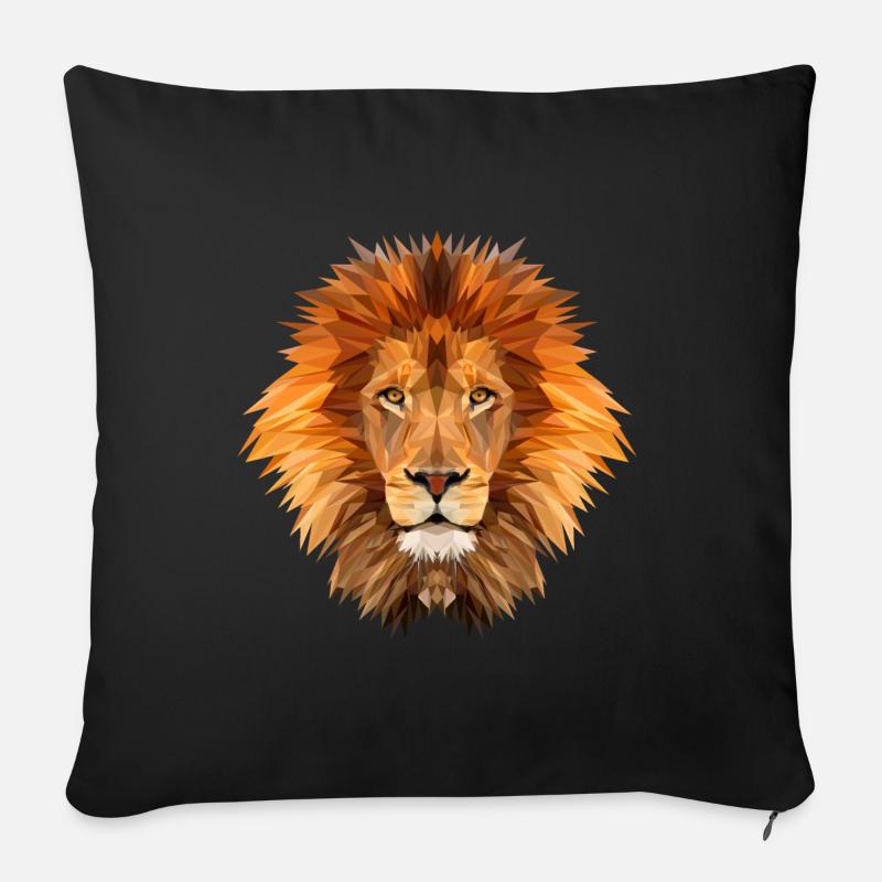 Géo Lion - Housse de coussin décorative 45 x 45 cm - noir