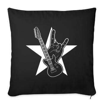 Handzeichen Rock Gitarre mit Stern Motiv - Sofakissenbezug 45 x 45 cm - Schwarz - Vorne
