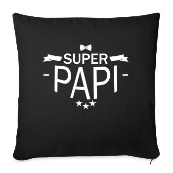 super papi - super papy - Housse de coussin décorative 45 x 45 cm - noir - Devant