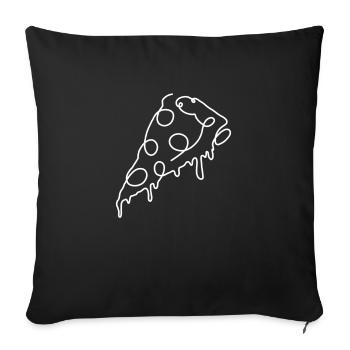 Pizza, lineart, restauration rapide, nourriture, fromage, cadeau - Housse de coussin décorative 45 x 45 cm - noir - Devant
