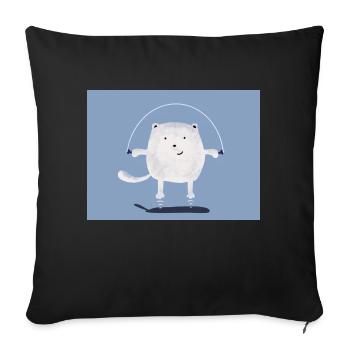 cat jumping rope - Sofa pillowcase 17,3'' x 17,3'' (45 x 45 cm) - black - Front