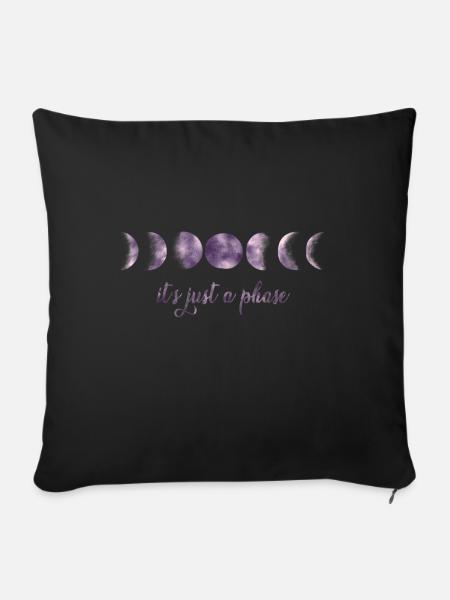 it‘s just a phase, Mondphase, Moon, Nachthimmel - Sofakissenbezug 45 x 45 cm - Schwarz