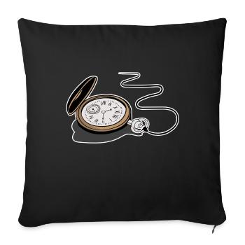 Taschenuhr Uhr Uhrzeit Zeit Uhrwerk Tick Tack - Sofakissenbezug 45 x 45 cm - Schwarz - Vorne