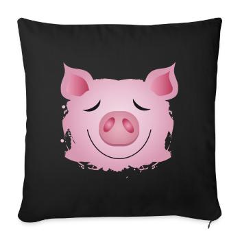 Head of a pig - lucky pig graffiti - Sofa pillowcase 17,3'' x 17,3'' (45 x 45 cm) - black - Front